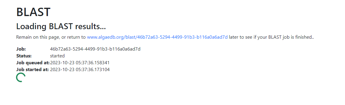 BLAST loading page